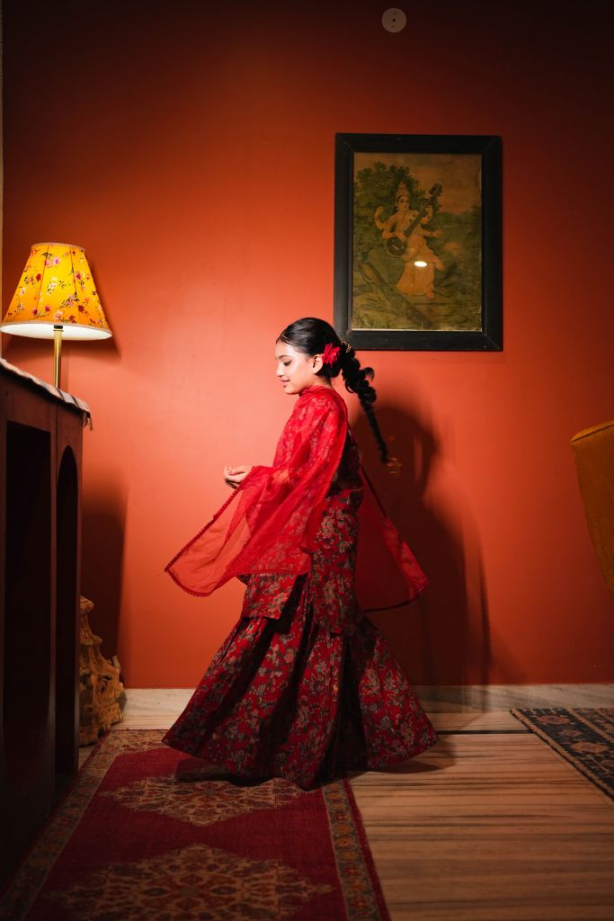 Zoya Red Sharara Set