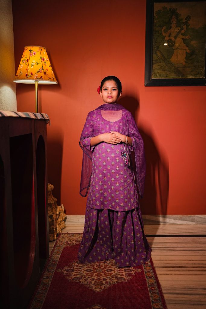 Fazia Purple Sharara Set