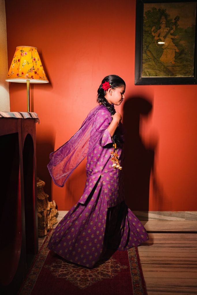 Fazia Purple Sharara Set