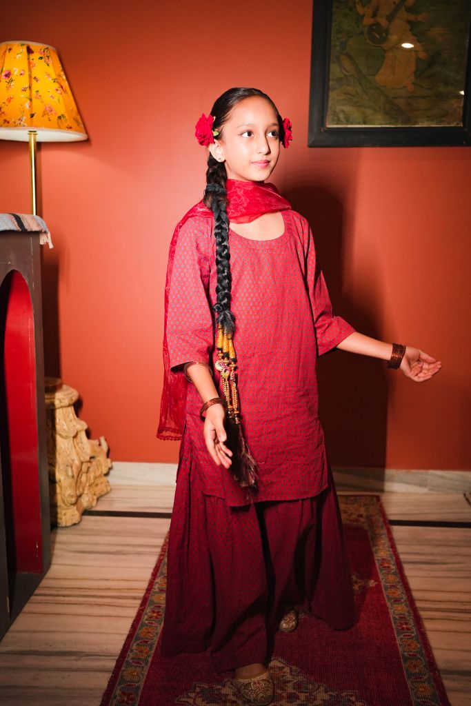 Sheena Red Sharara Set