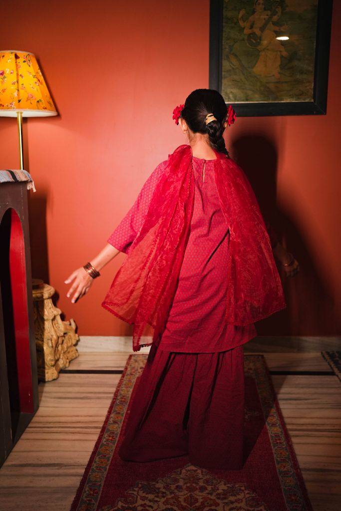 Sheena Red Sharara Set