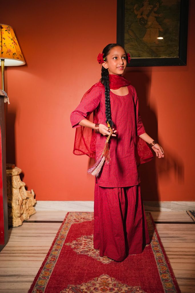 Sheena Red Sharara Set