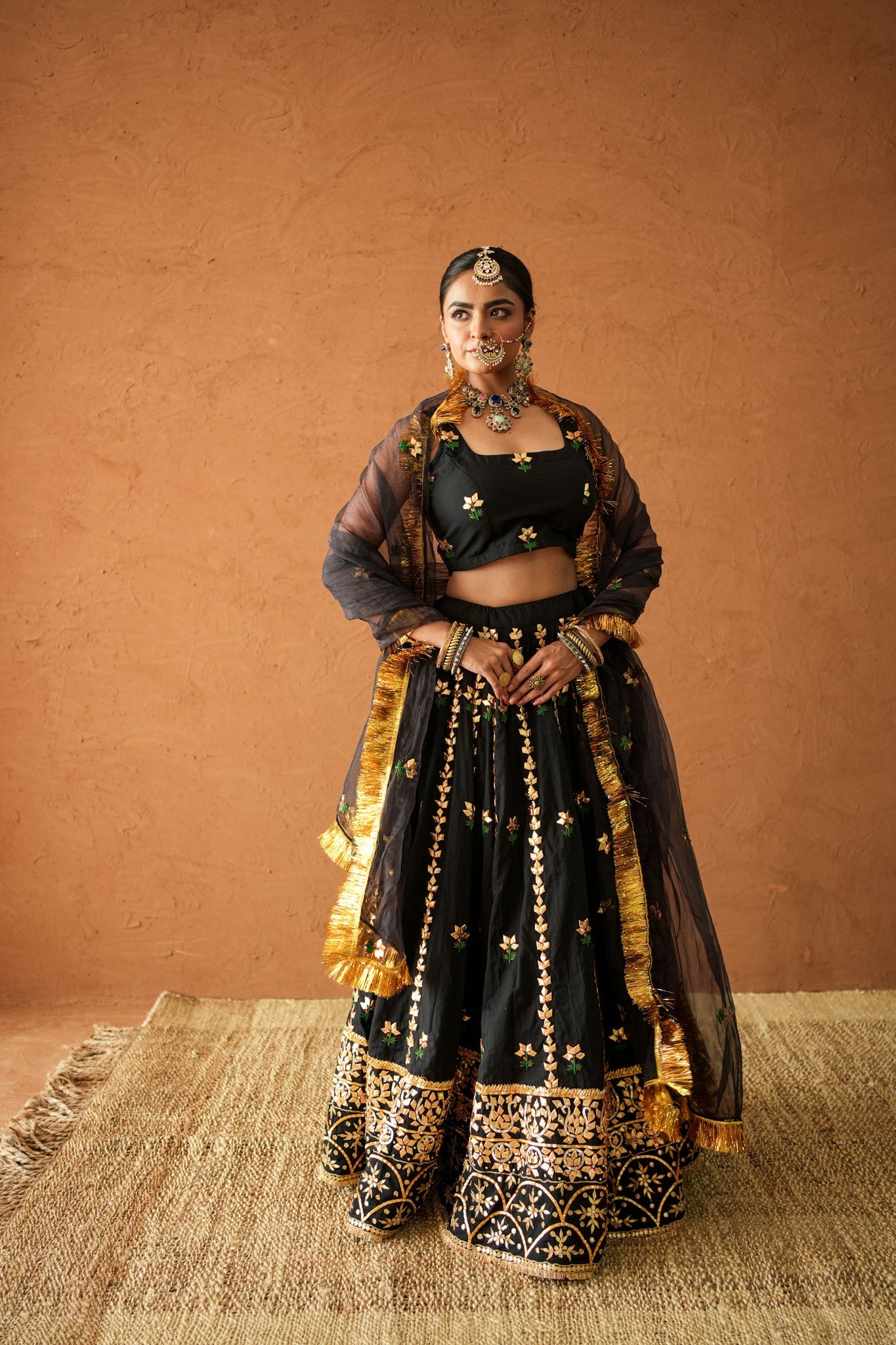 Devika Black Lehenga Set