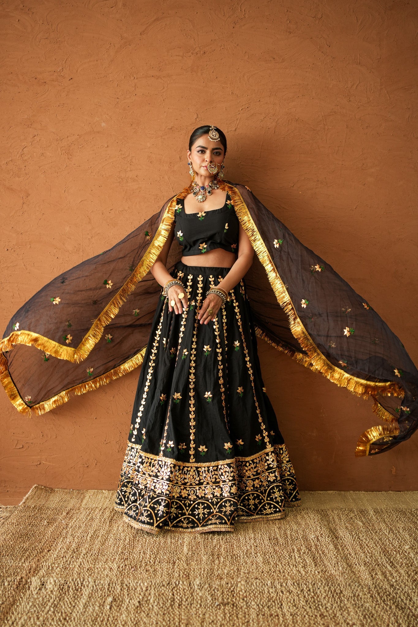Devika Black Lehenga Set