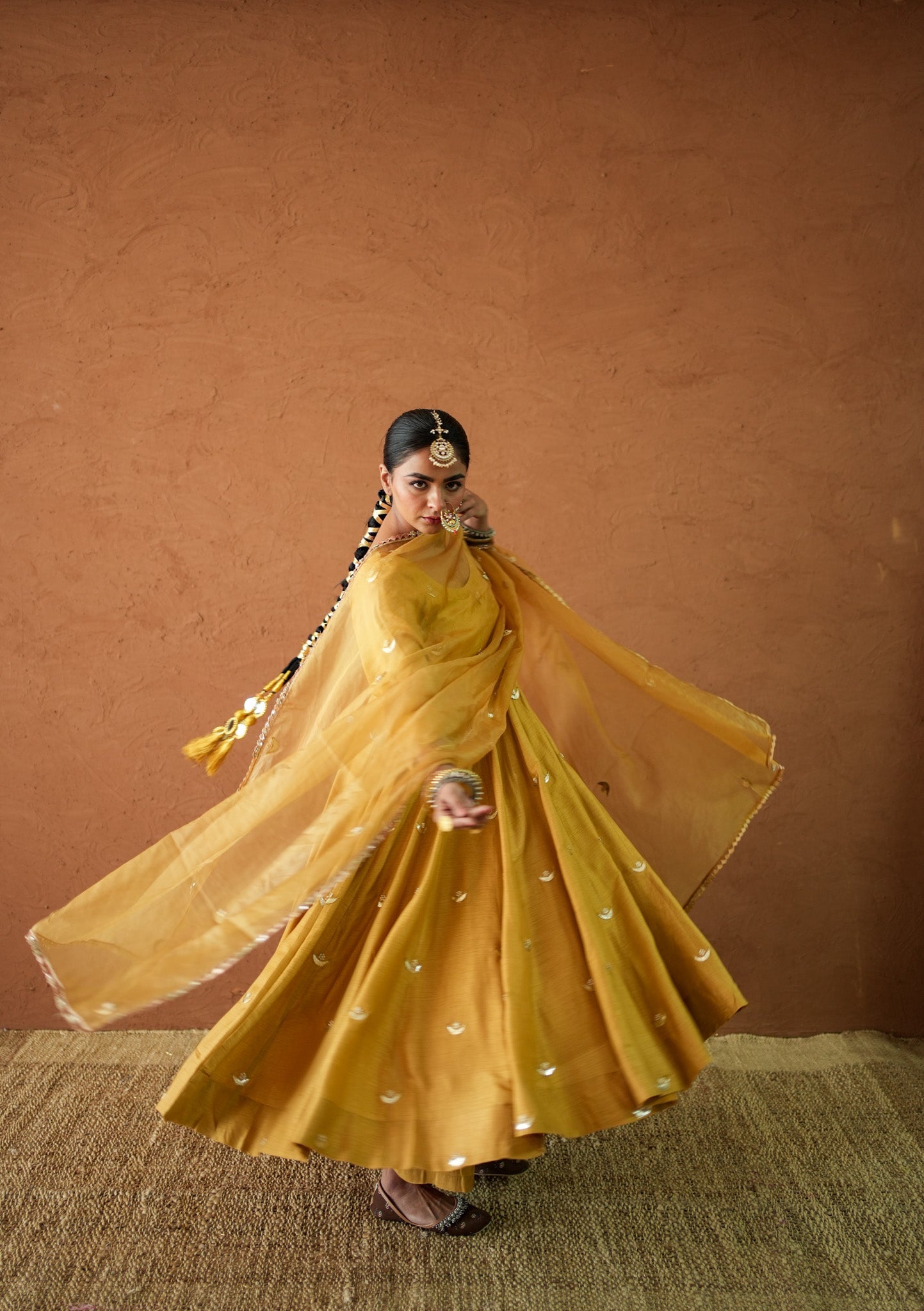 Chandani Mustard Anarkali Set