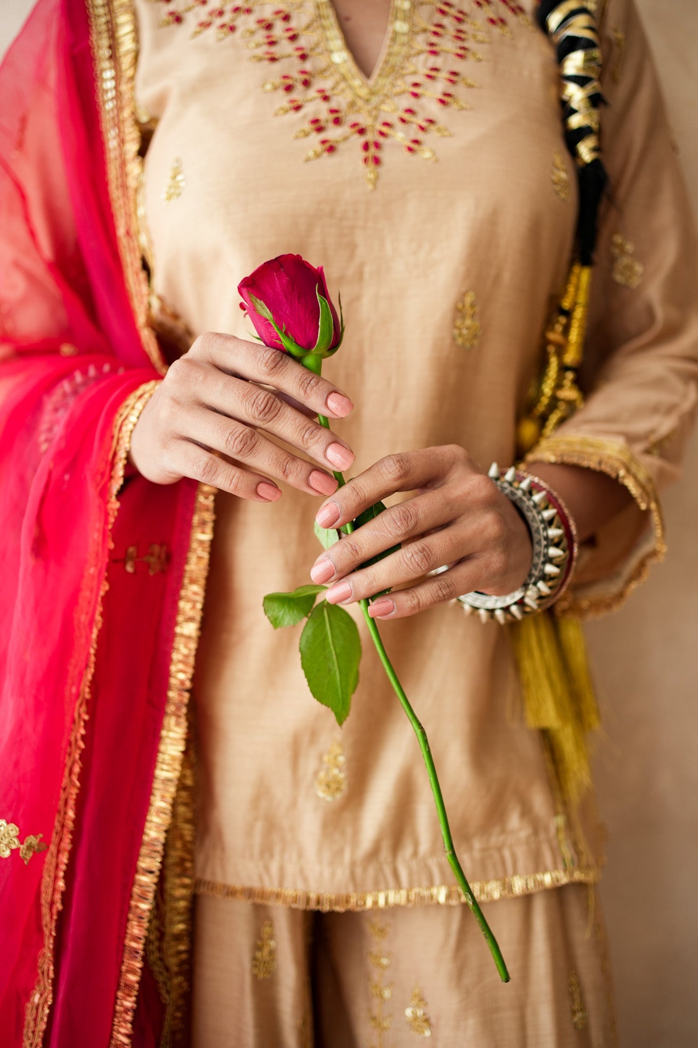 Neena Golden Sharara Set