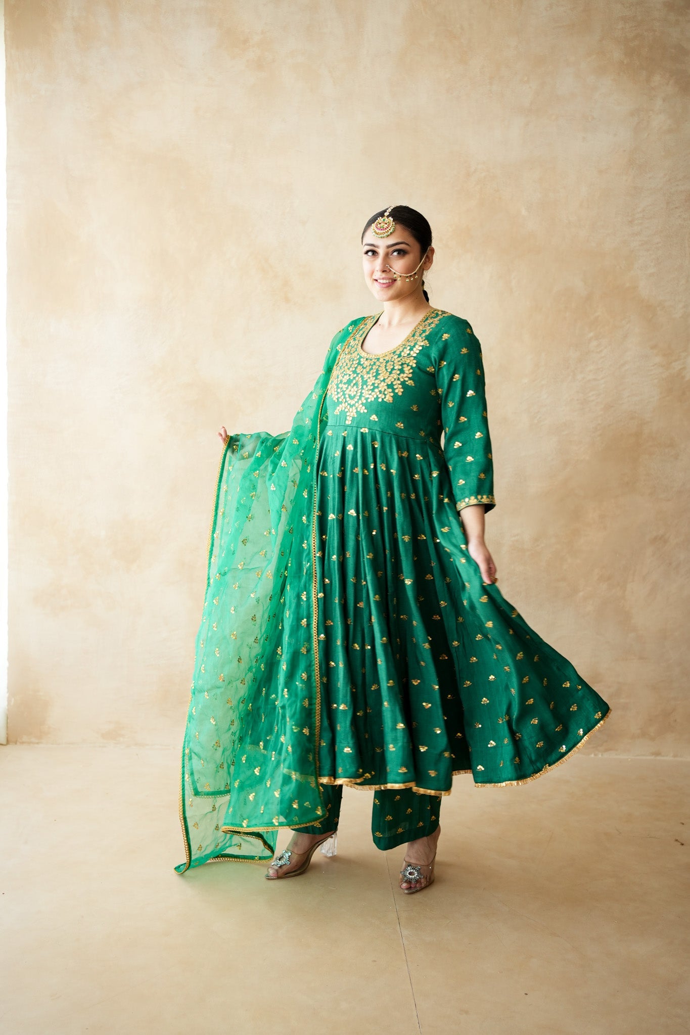 Sitara Green Aanarkali Set