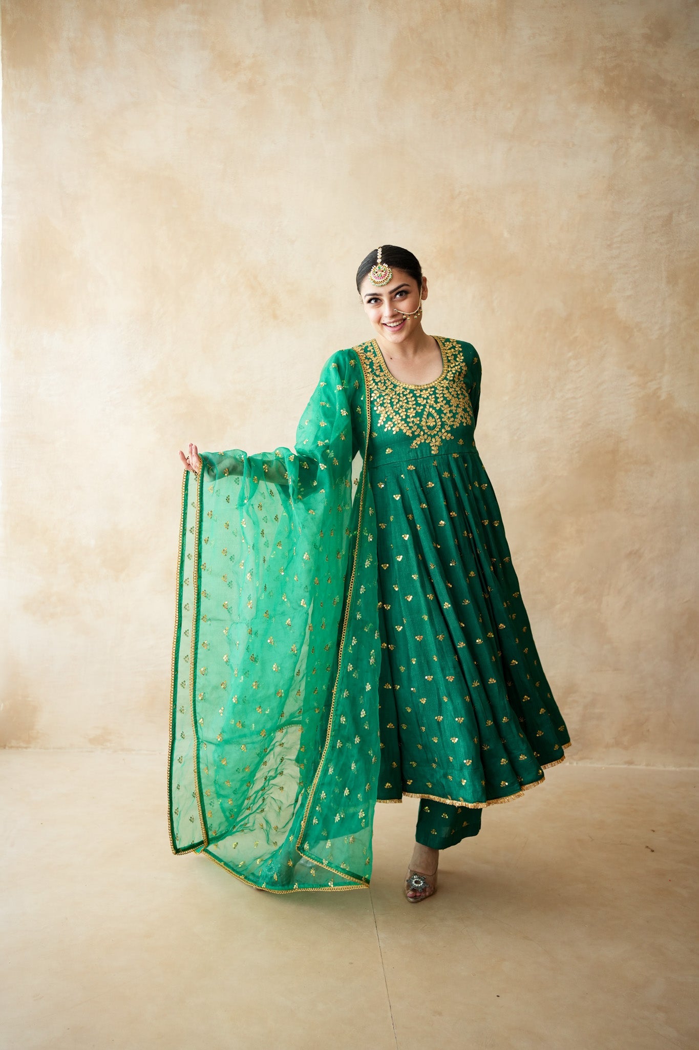 Sitara Green Aanarkali Set