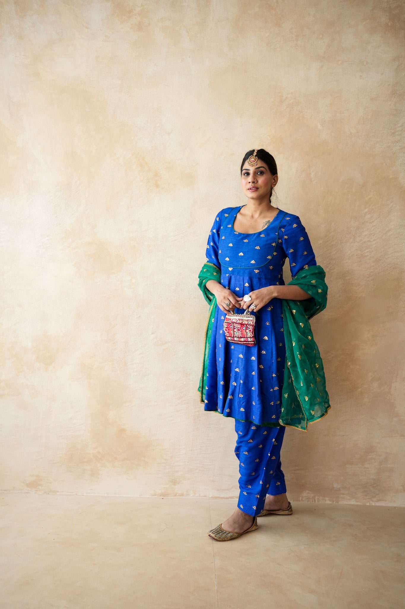 Riza Blue Anarkali Set