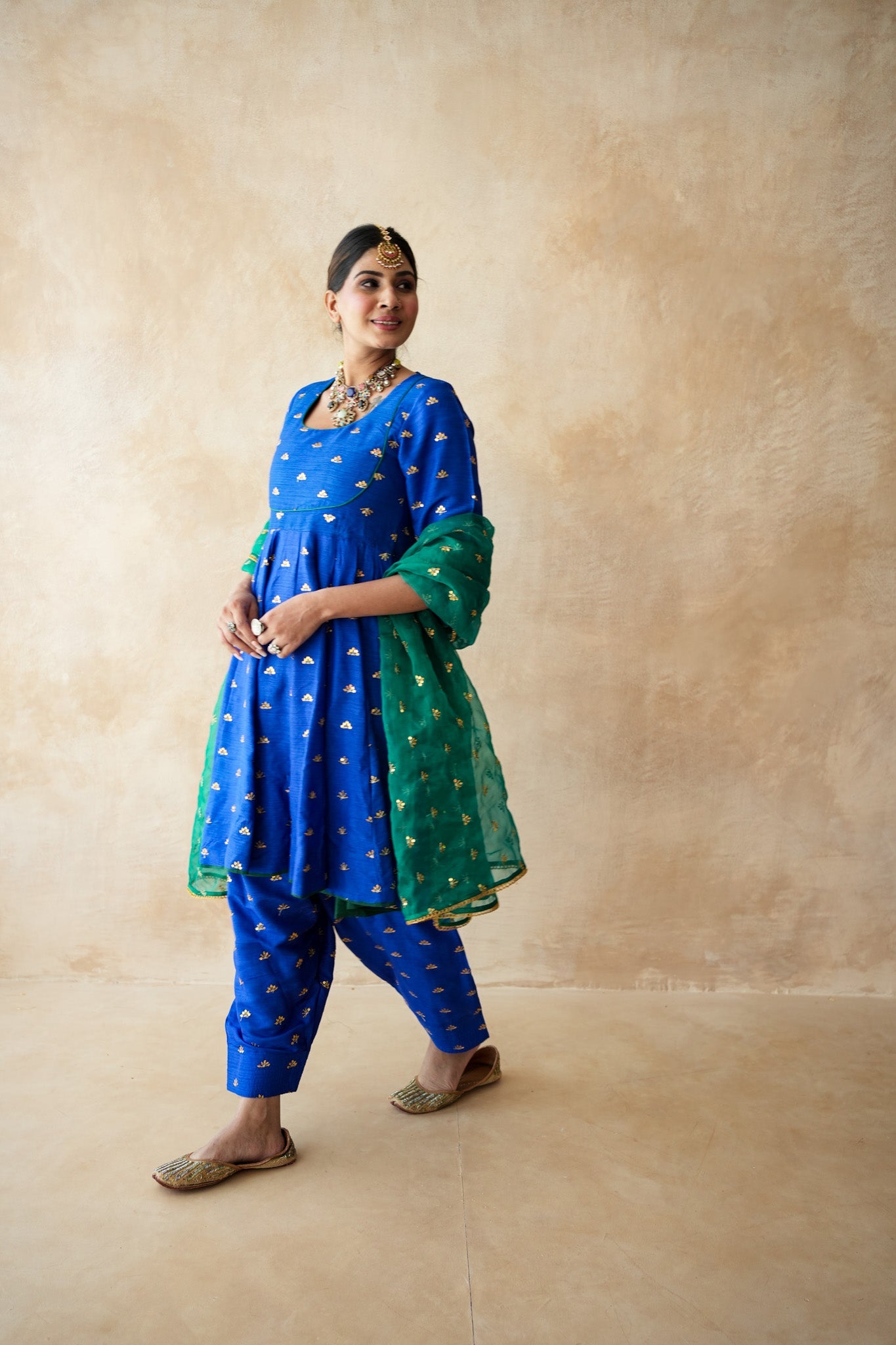 Riza Blue Anarkali Set