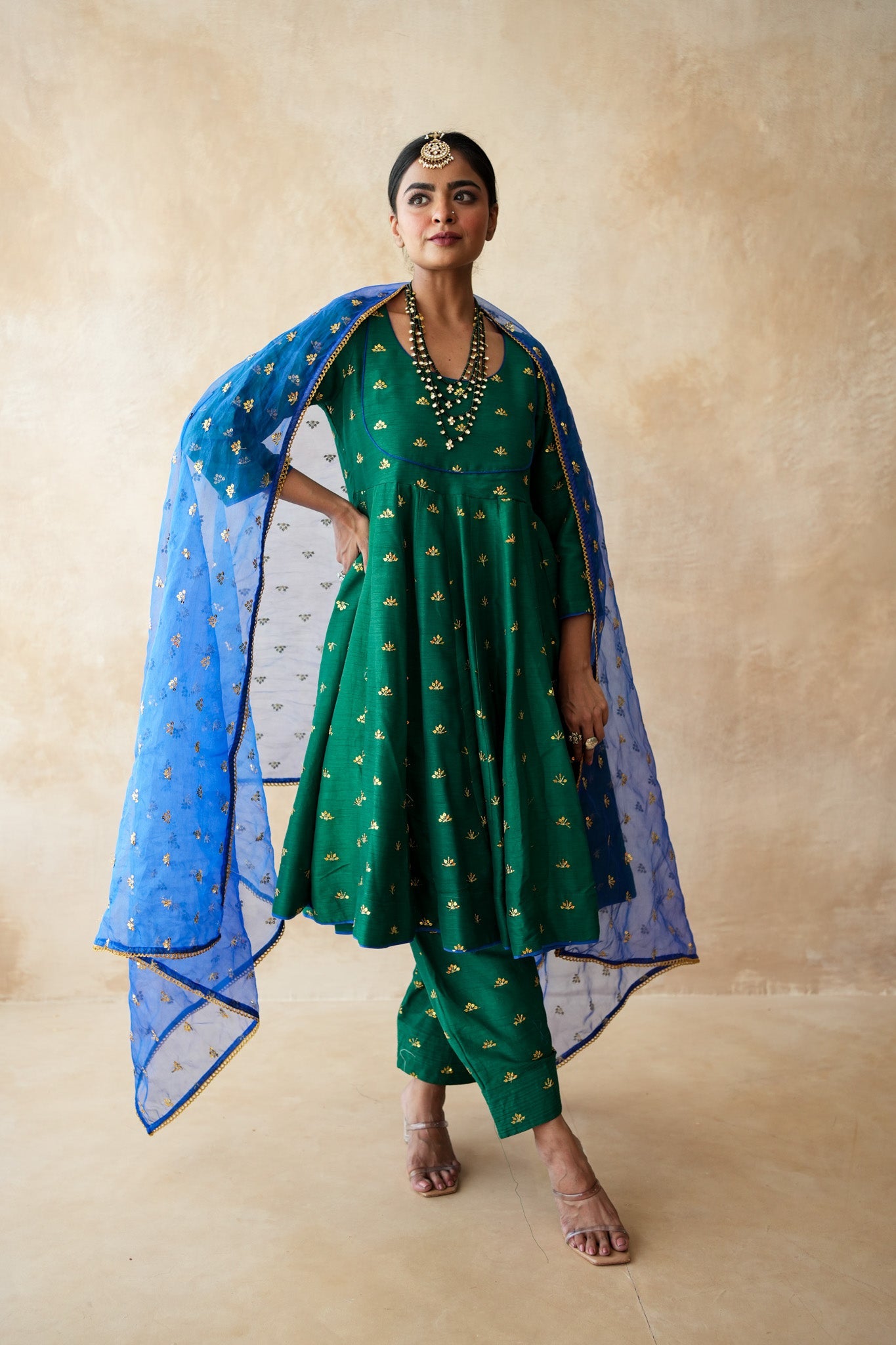 Riza Green Anarkali Set