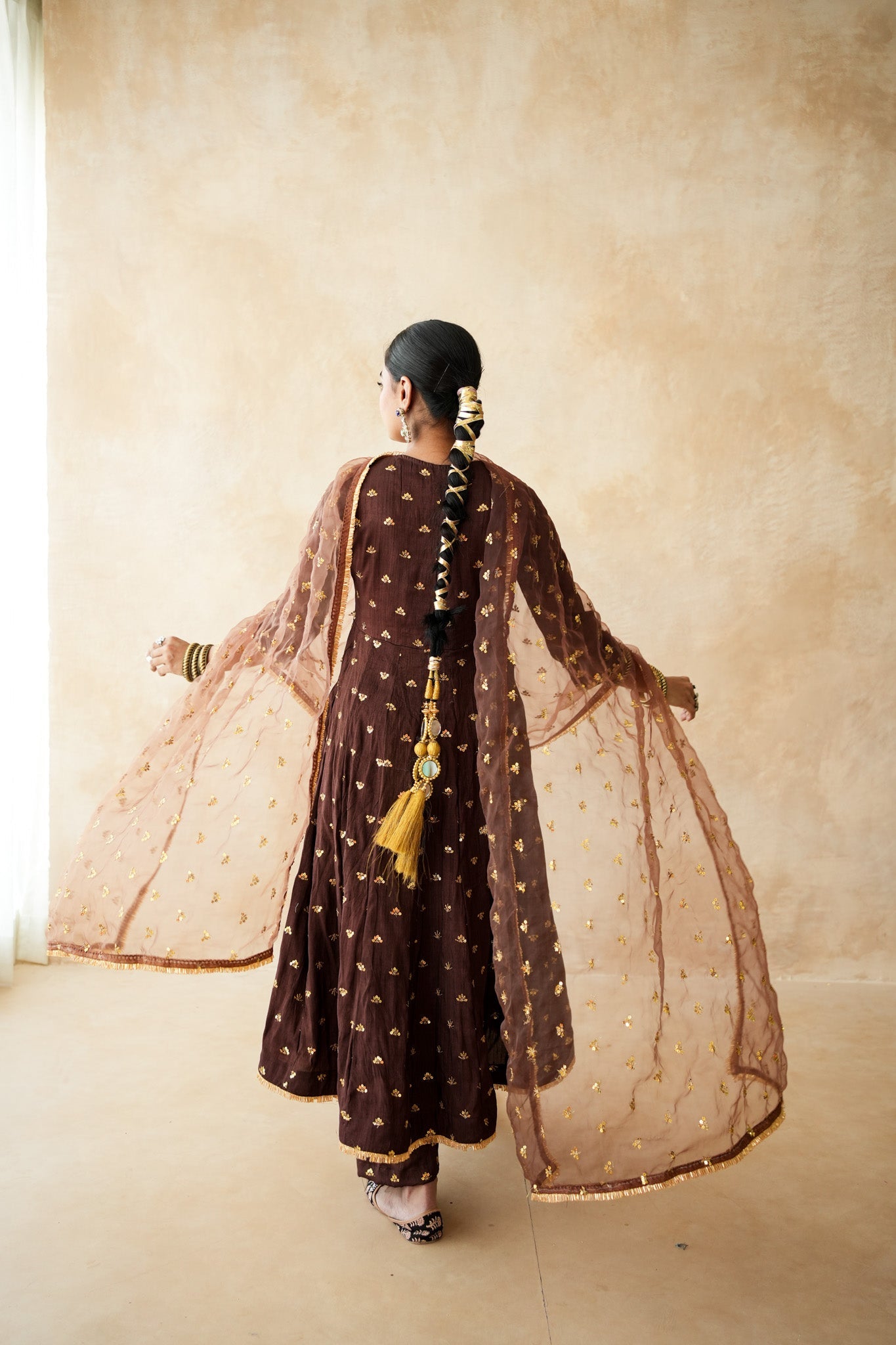 Sitara Brown Anarkali Set