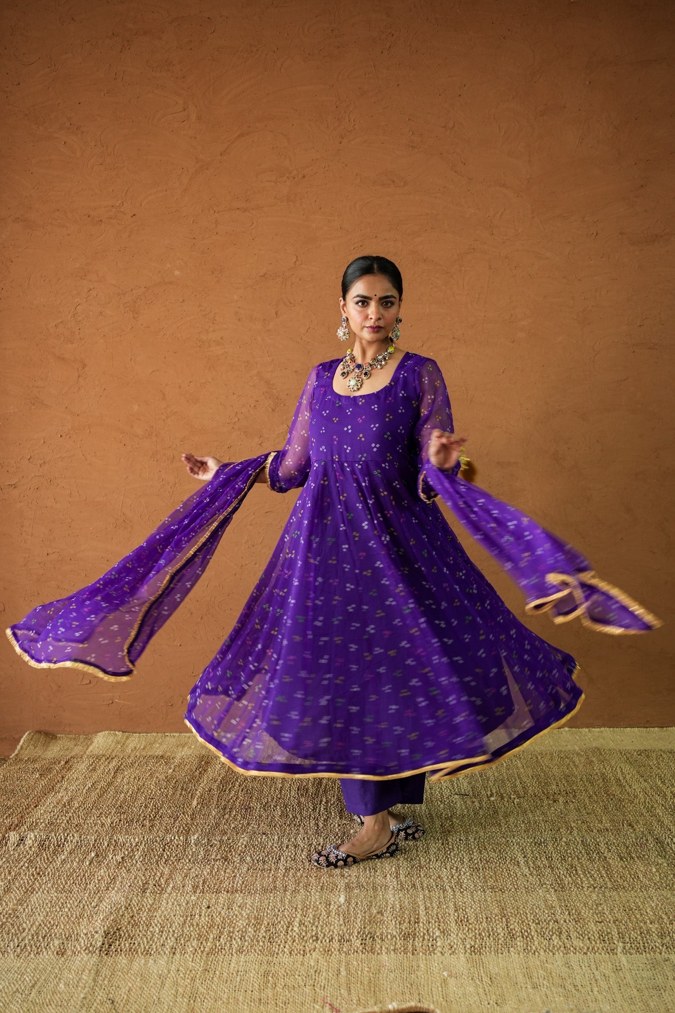 Arzu Purple Anarkali Set