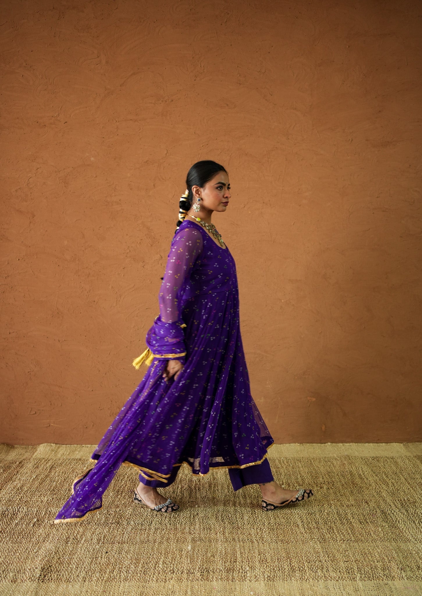 Arzu Purple Anarkali Set