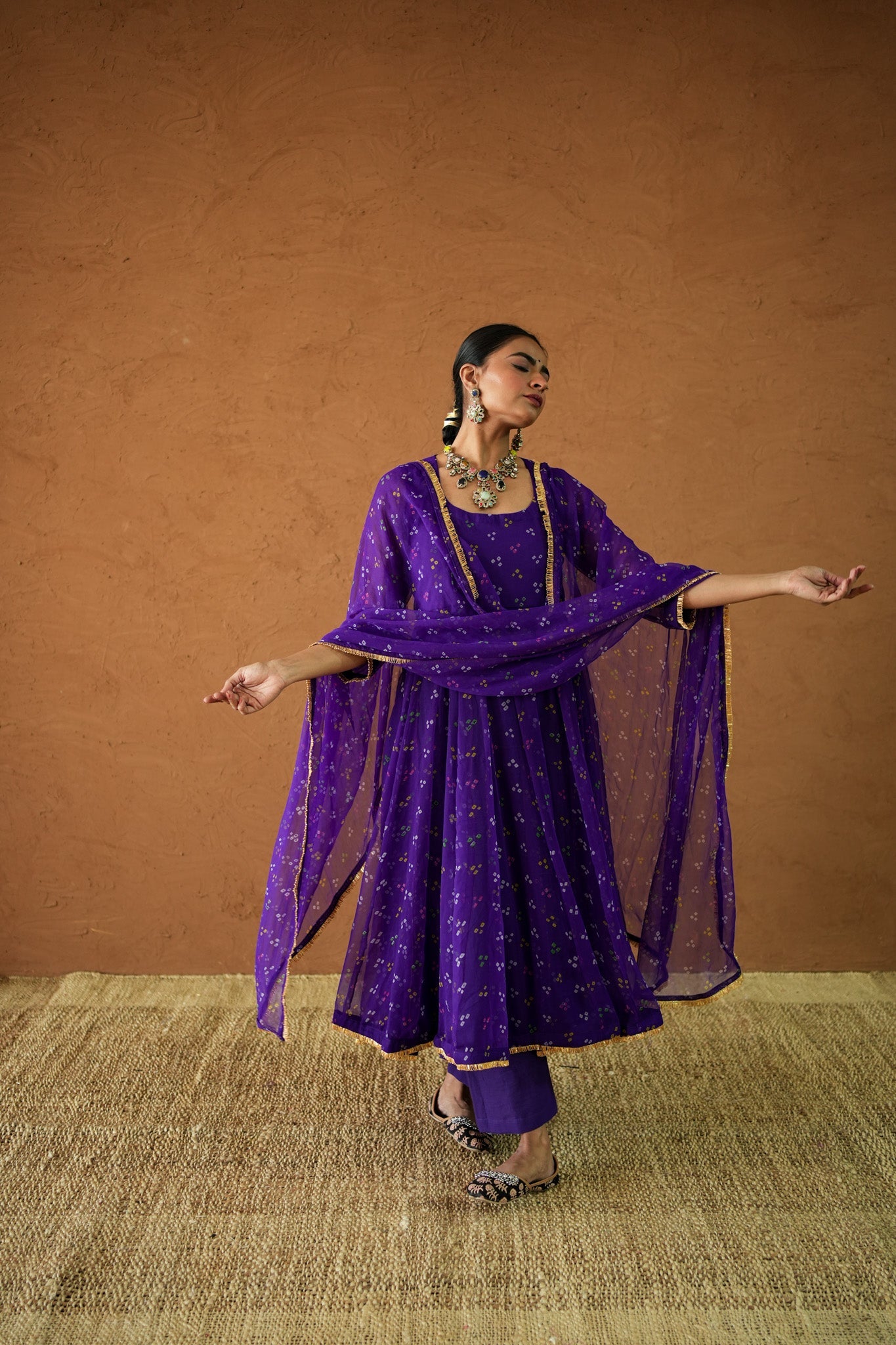 Arzu Purple Anarkali Set