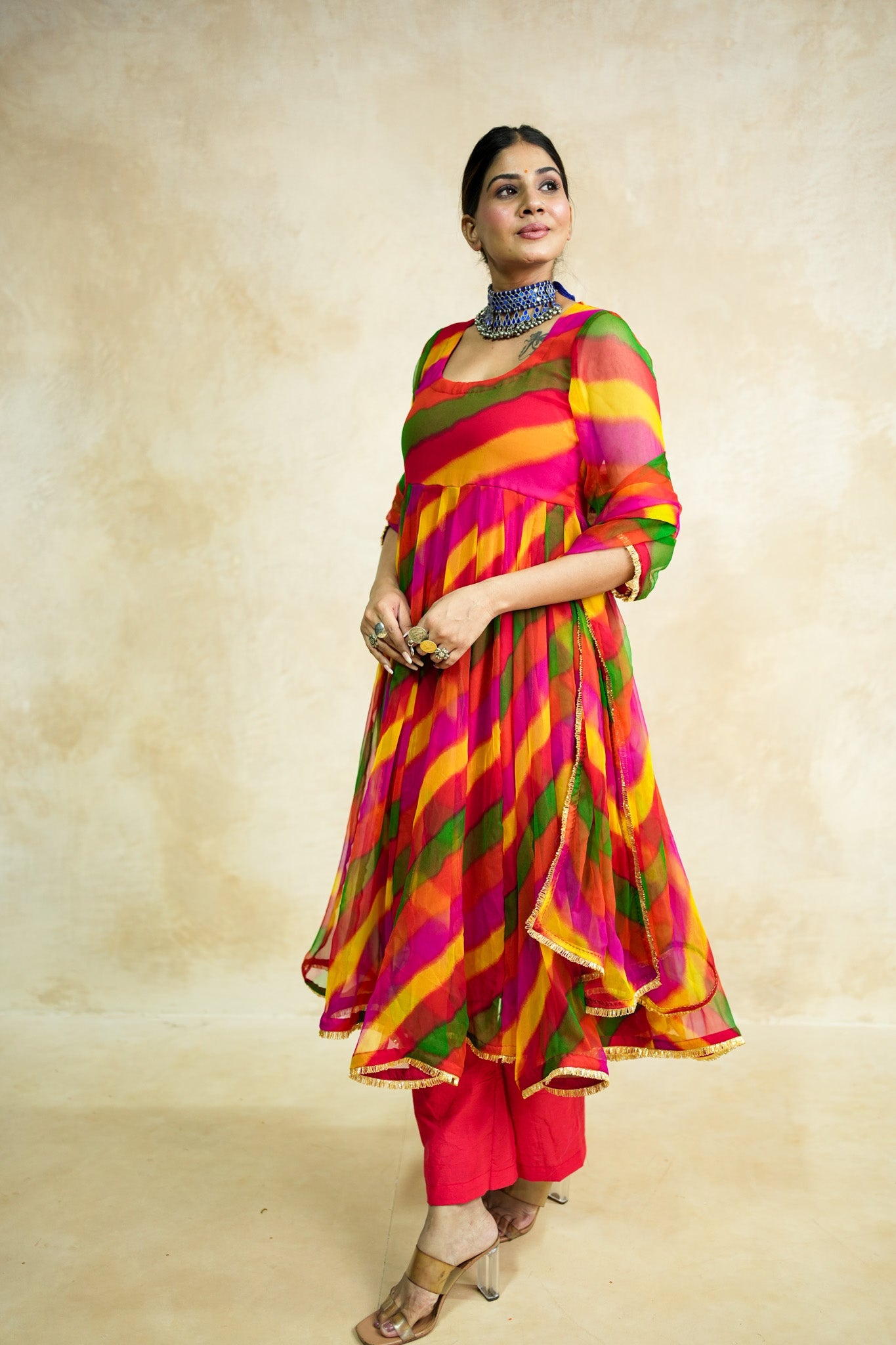 Arzu Yellow Anarkali Set