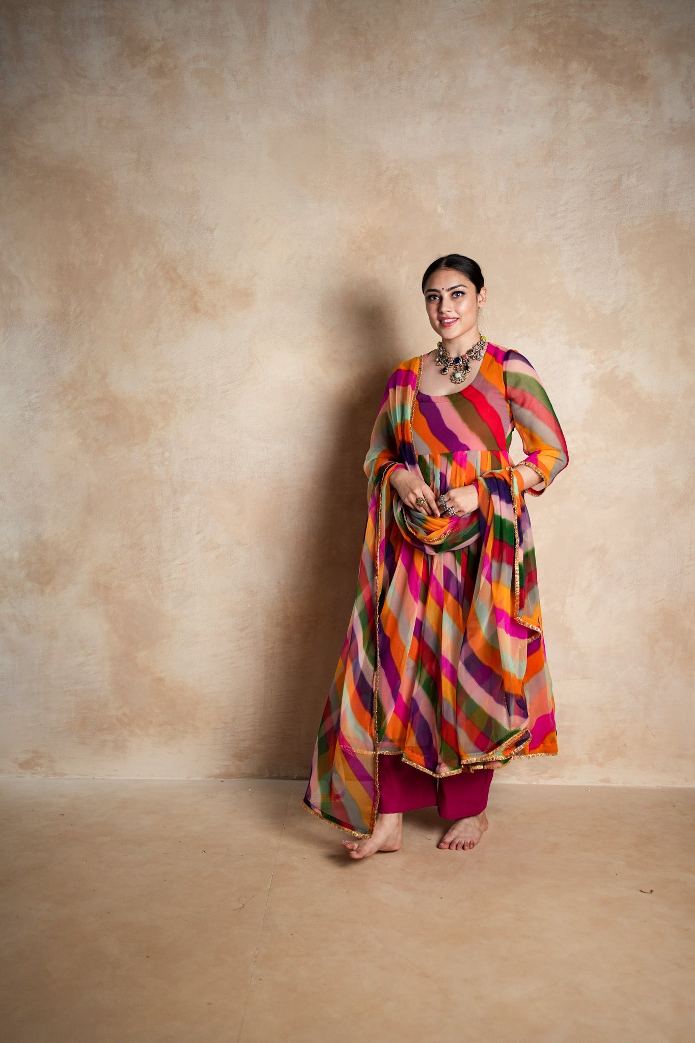 Arzu Peach Anarkali Set