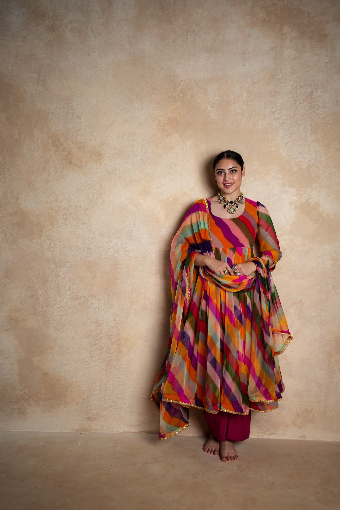 Arzu Peach Anarkali Set