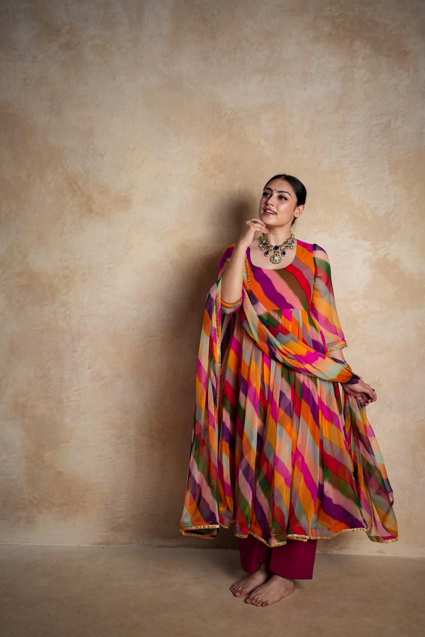 Arzu Peach Anarkali Set