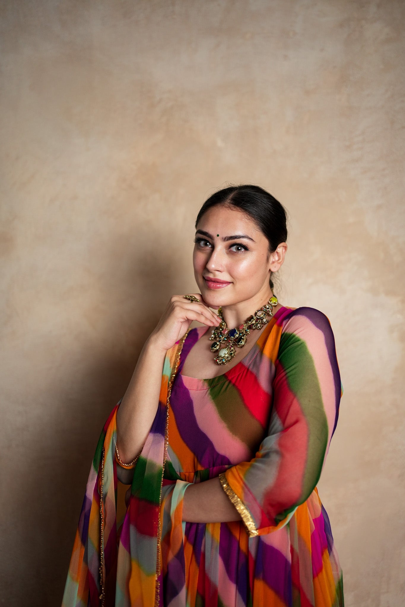 Arzu Peach Anarkali Set