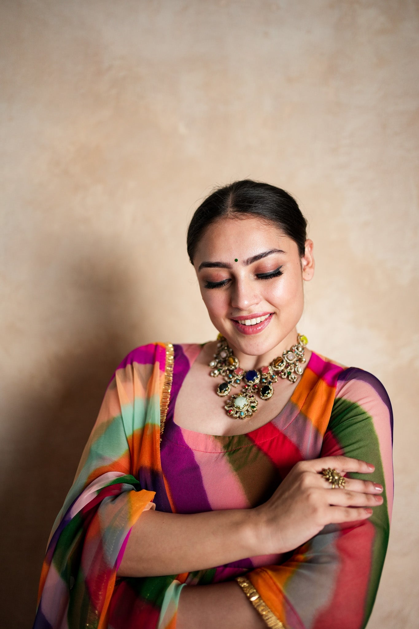 Arzu Peach Anarkali Set