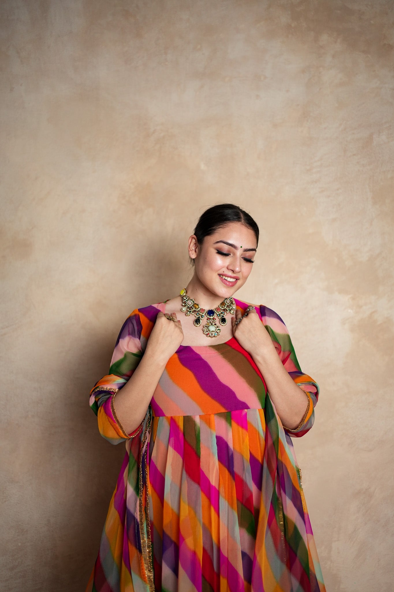 Arzu Peach Anarkali Set