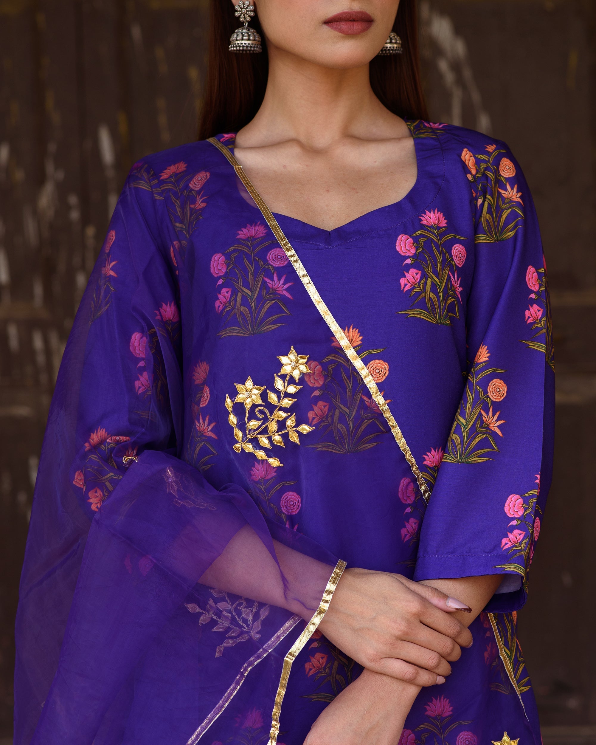 MEHNAZ PURPLE STRAIGHT SET