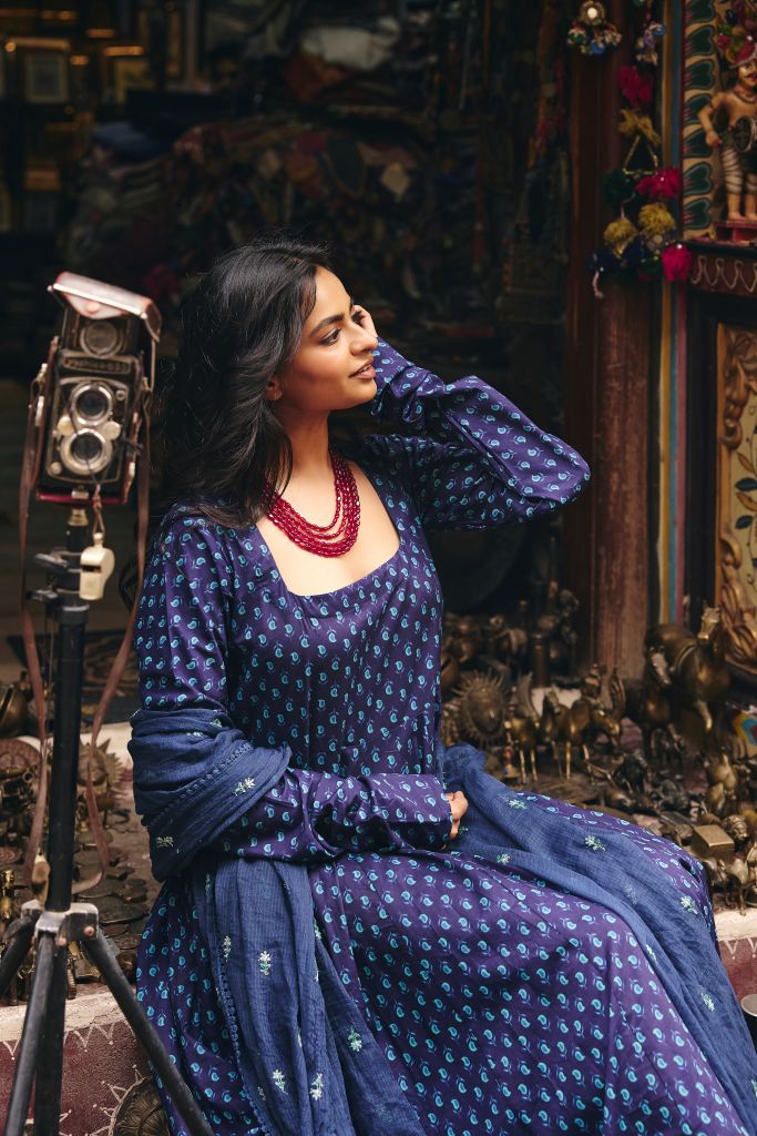Umrao Blue Anarkali Set