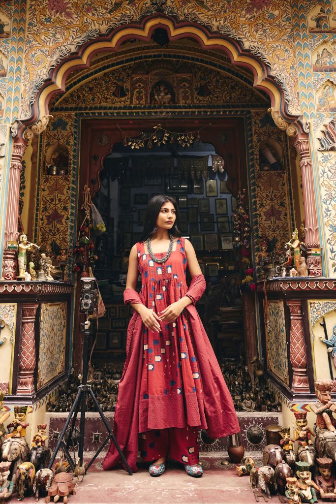 Bhumi Red Anarkali Set