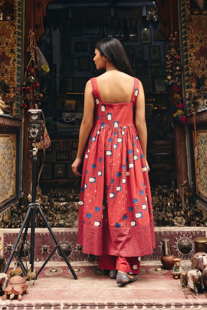 Bhumi Red Anarkali Set
