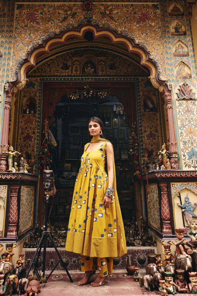 Bhumi Mustard Anarkali set