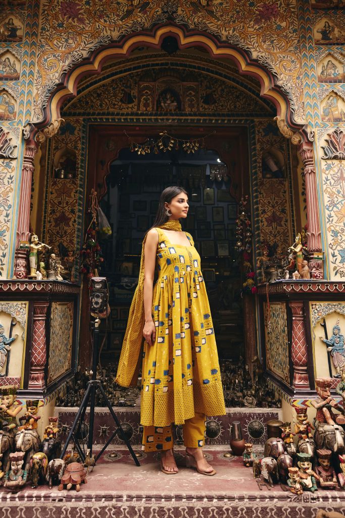 Bhumi Mustard Anarkali set