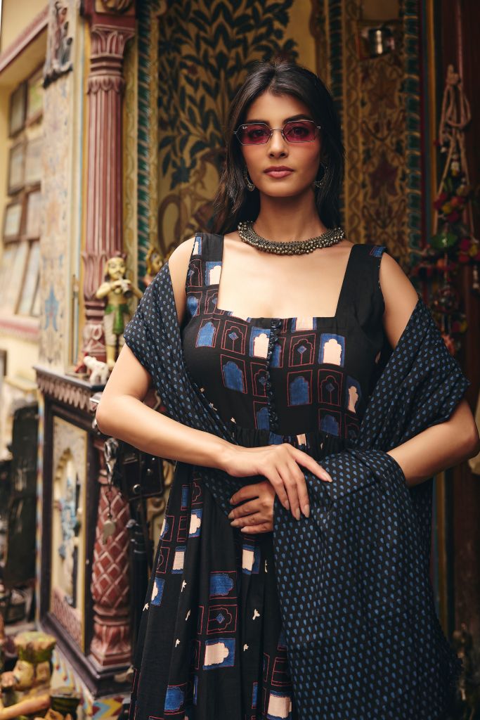 Bhumi Black Anarkali set