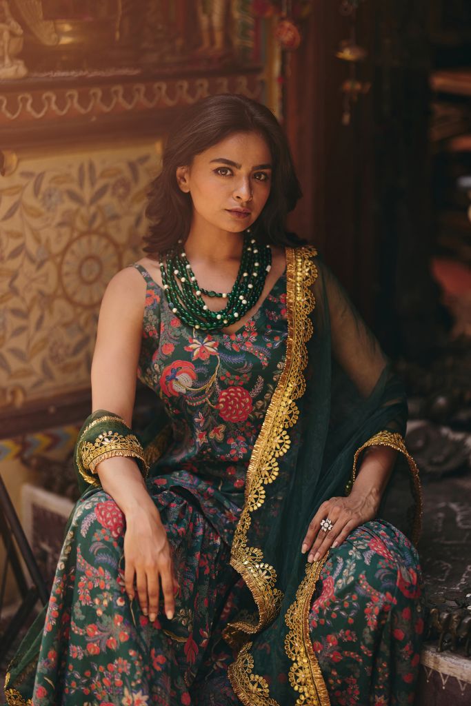 Leela Emerald Sharara Set