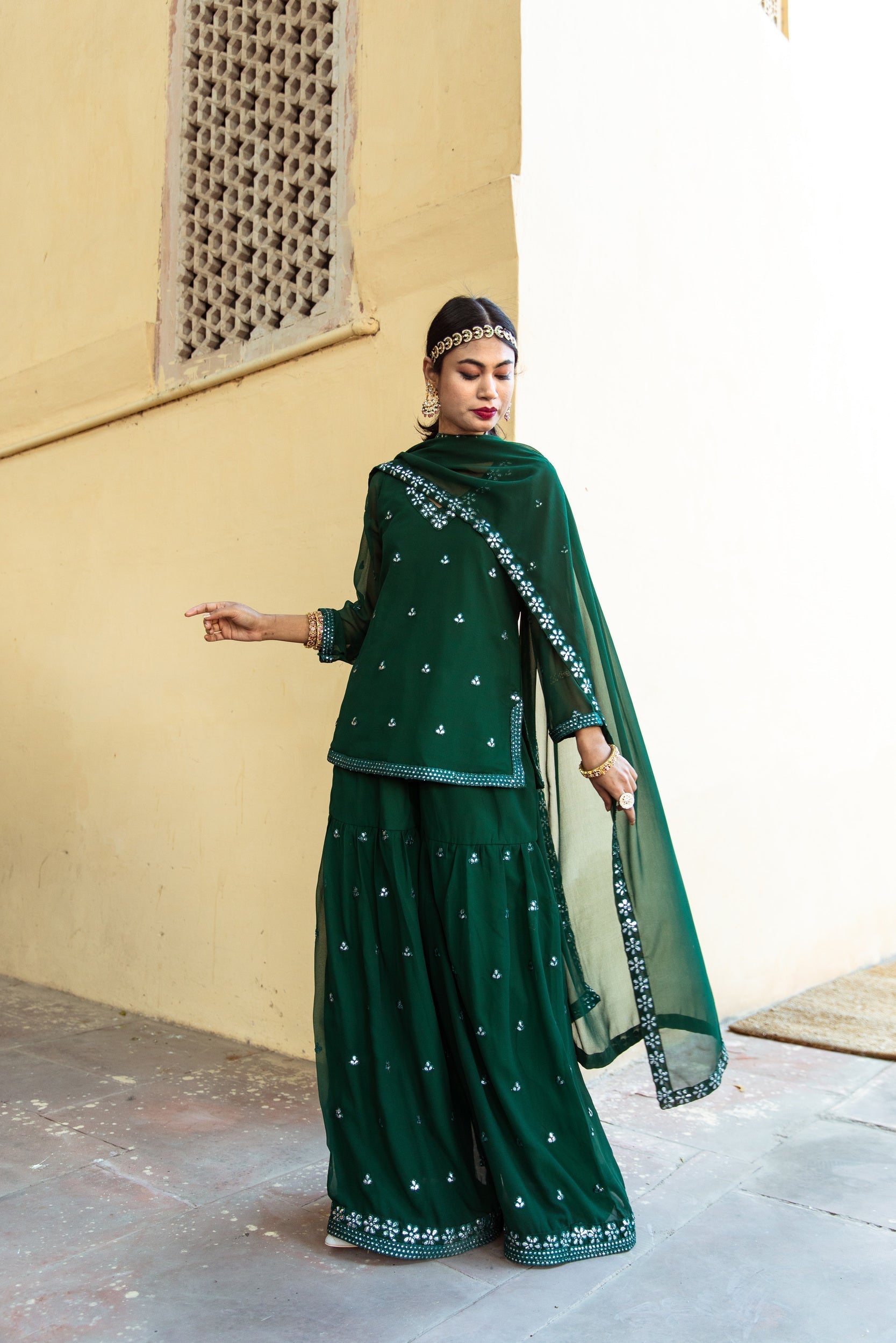 Hoor Green Sharara Set Gulabo Jaipur