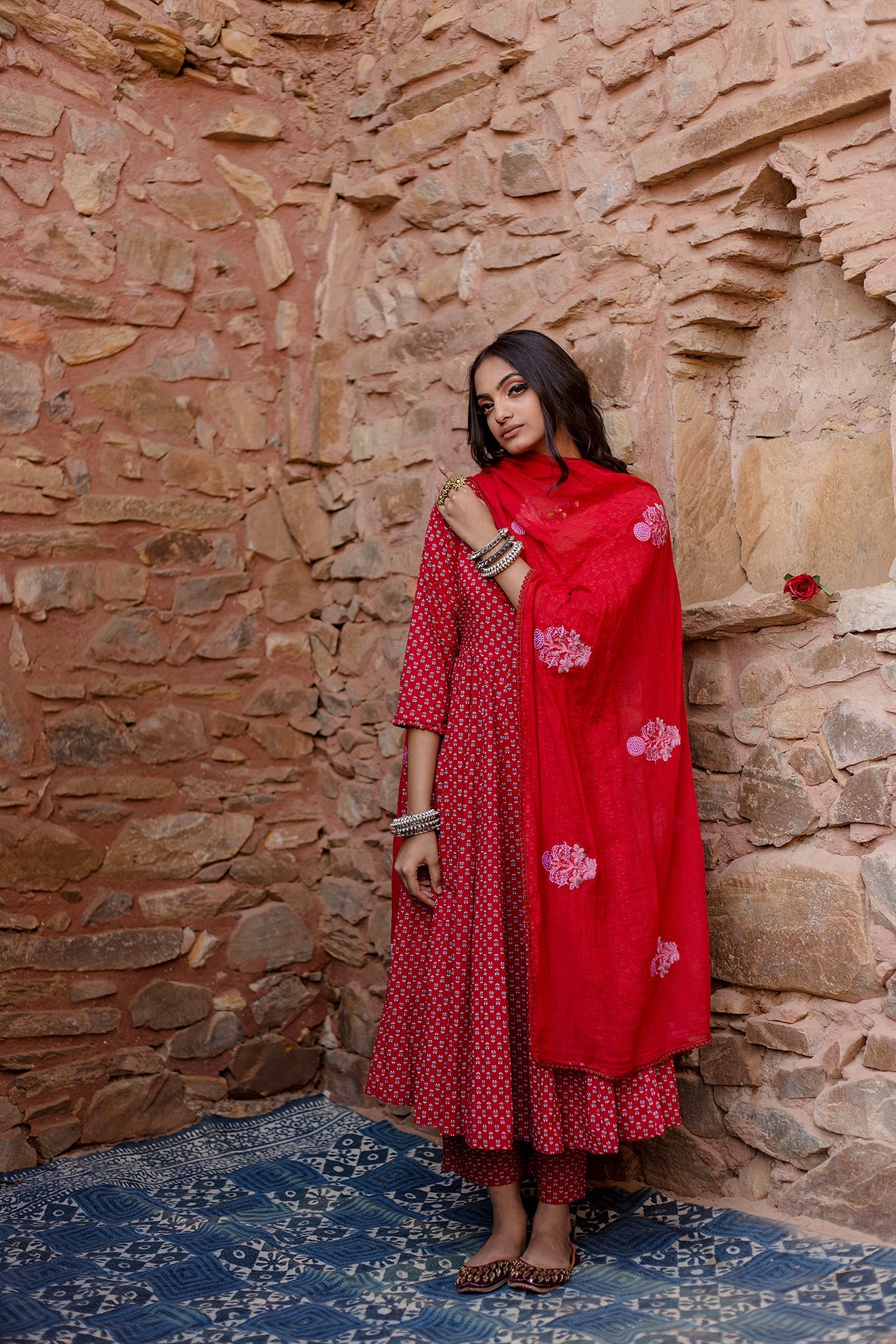 Padma Red Anarkali Set