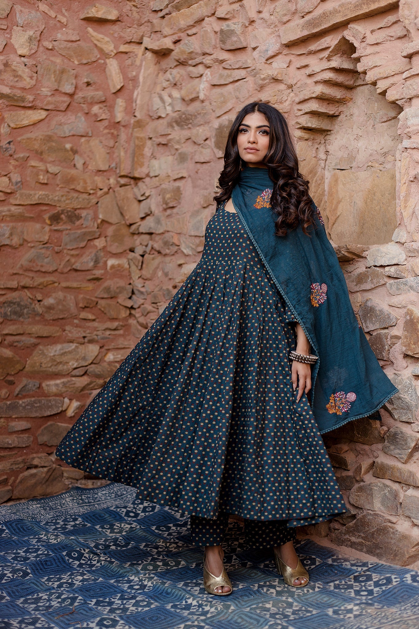 Padma Navy Anarkali Set