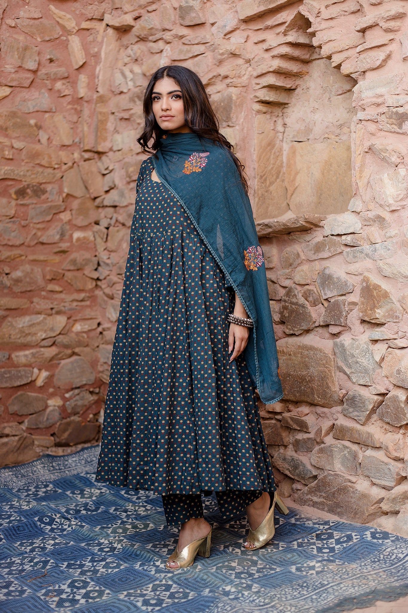 Padma Navy Anarkali Set