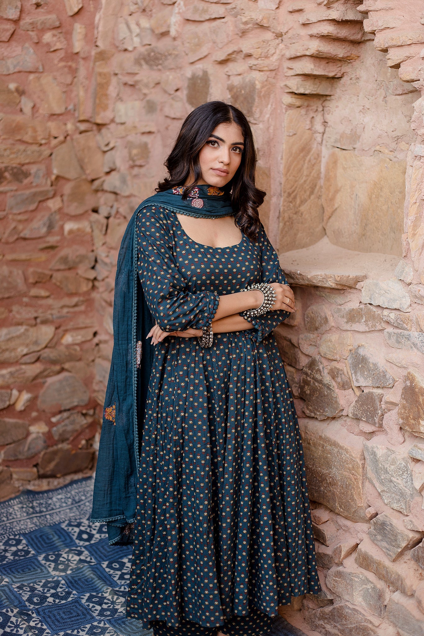 Padma Navy Anarkali Set