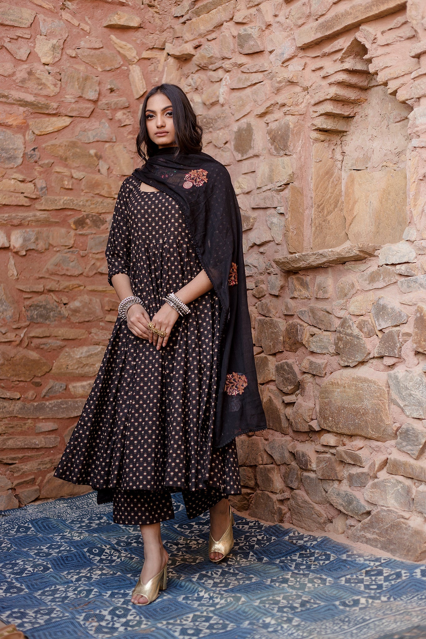 Padma Black Anarkali Set