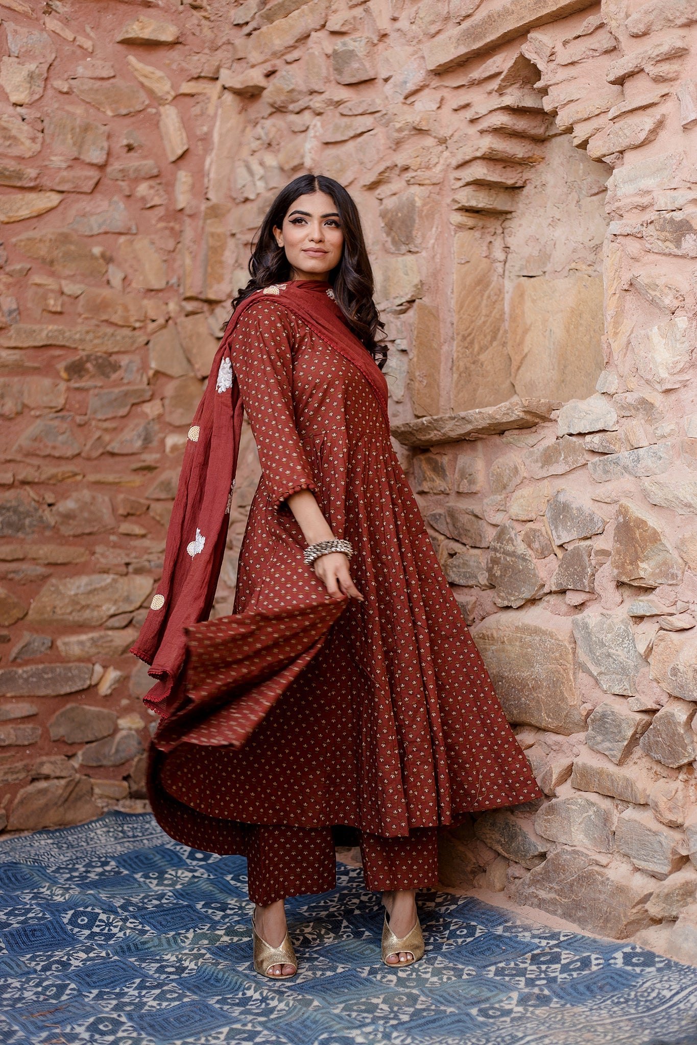 Padma Brown Anarkali Set