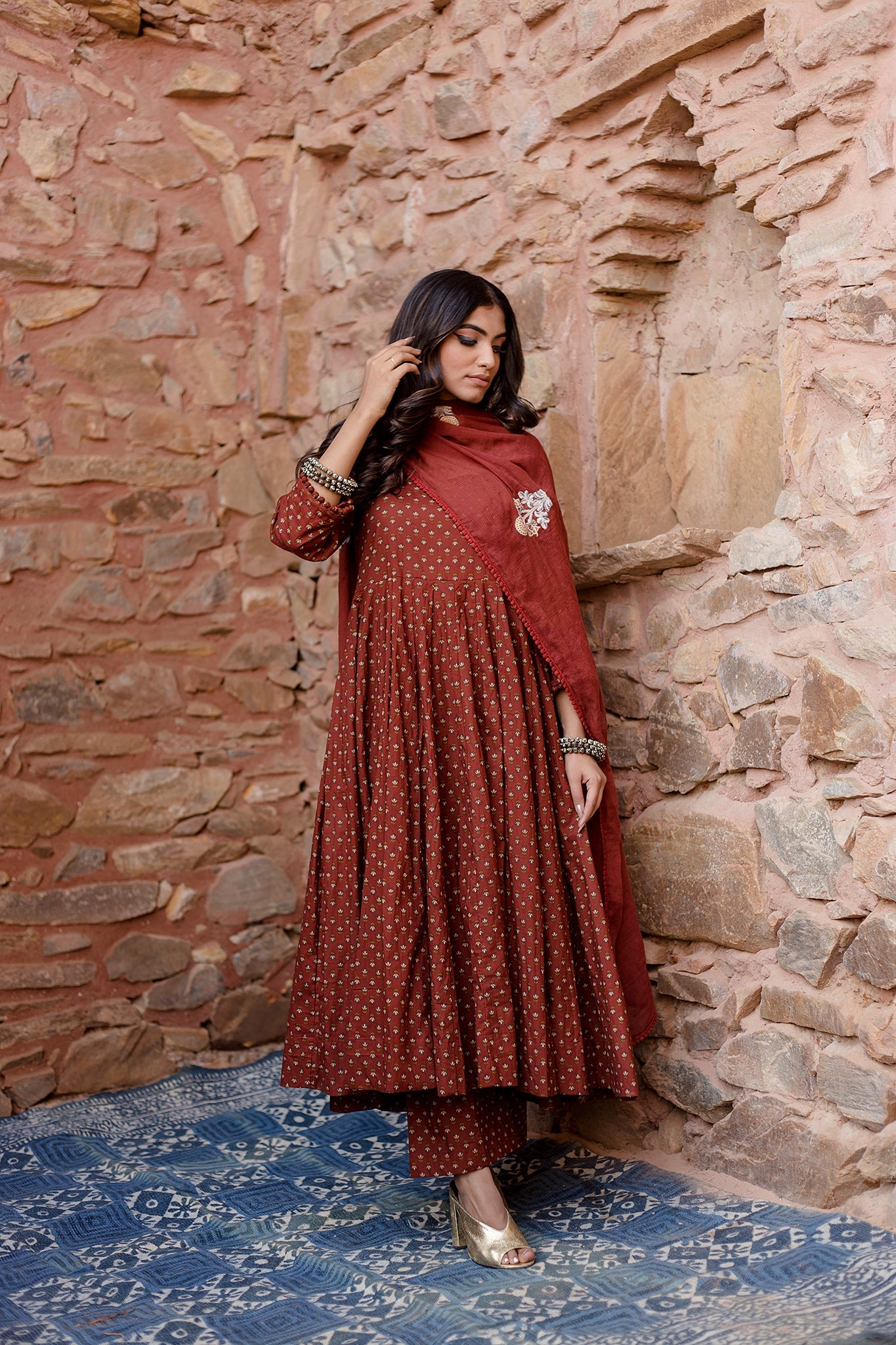 Padma Brown Anarkali Set