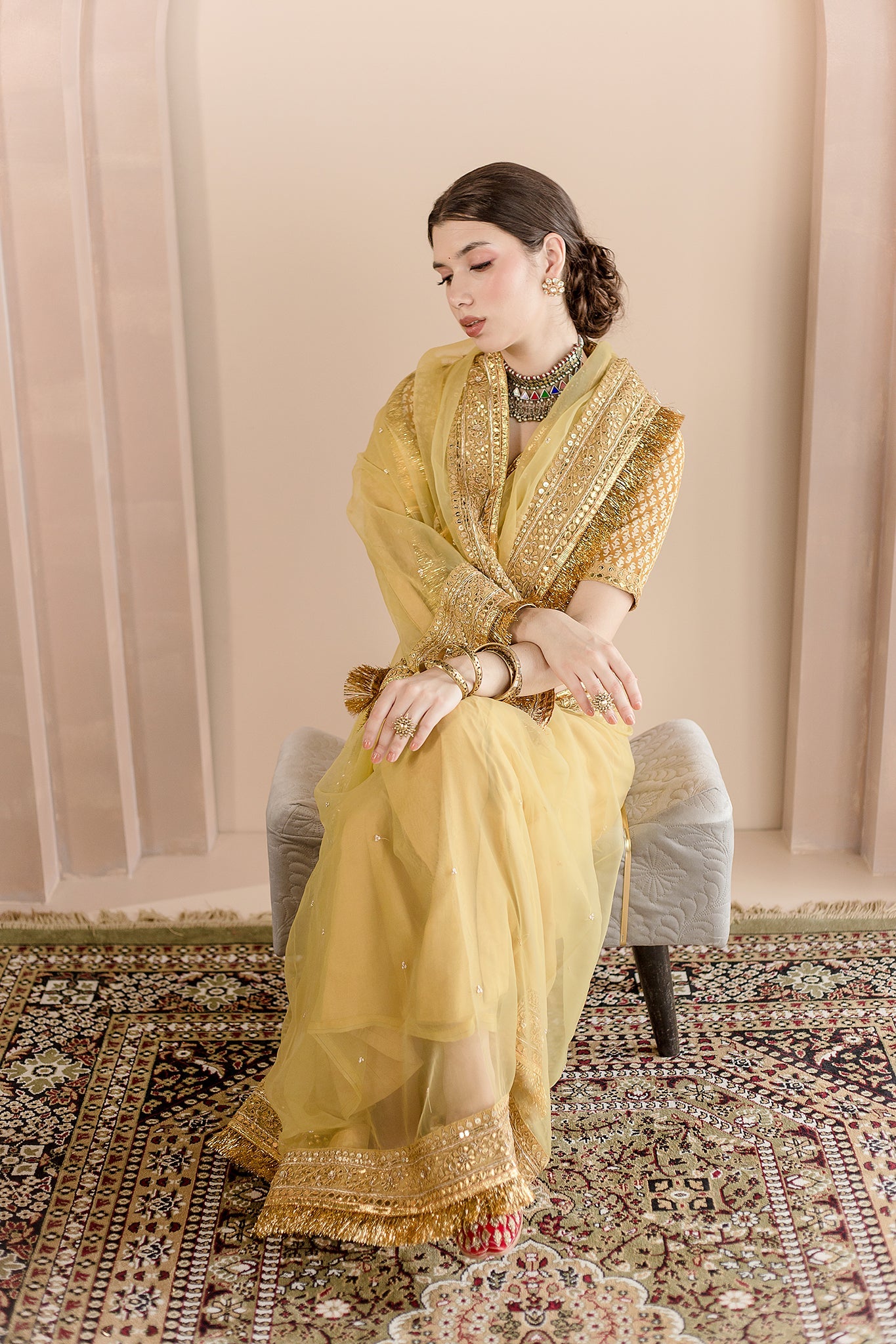 Gulbahaar Organza Saree Gota Work