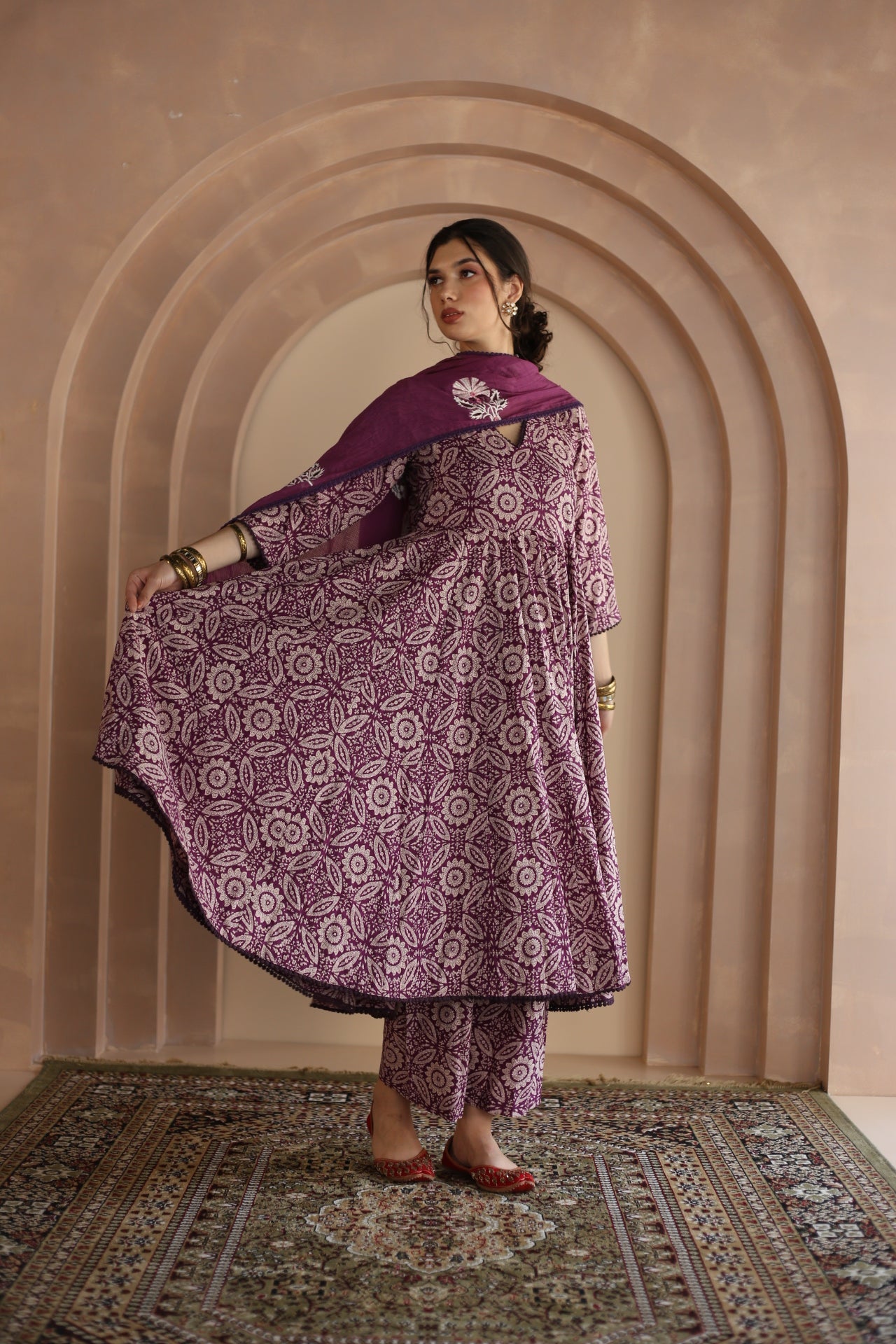 Shaila Purple Anarkali Set