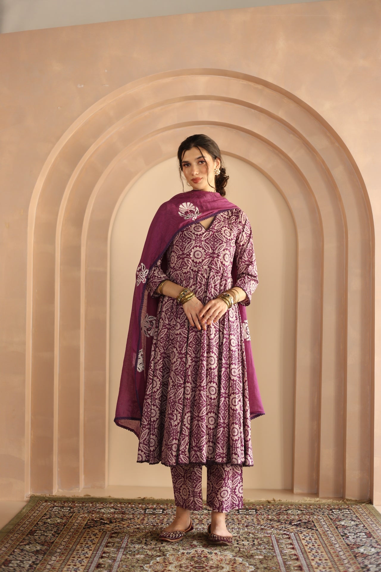Shaila Purple Anarkali Set