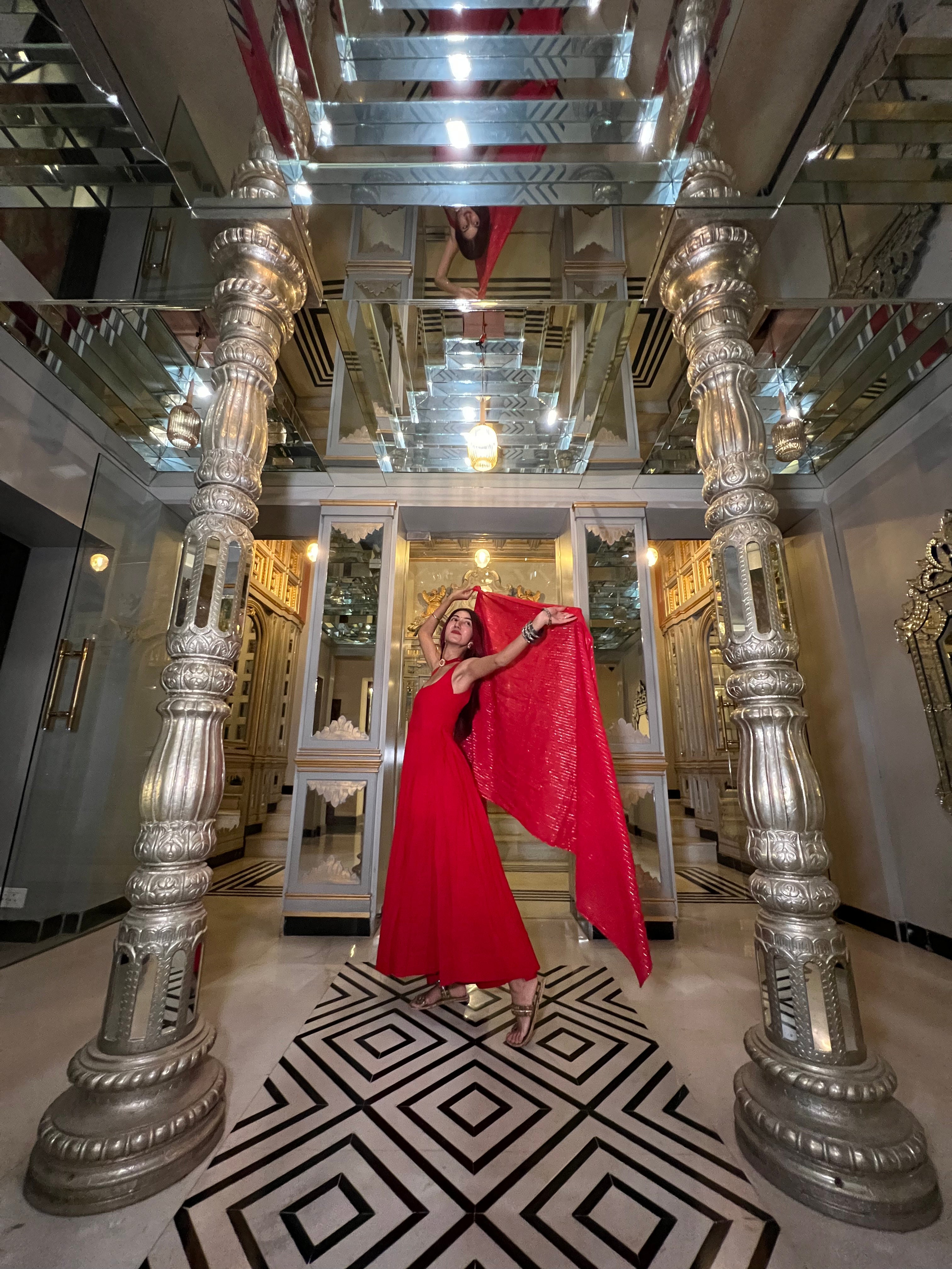 Noori Red Anarkali Set