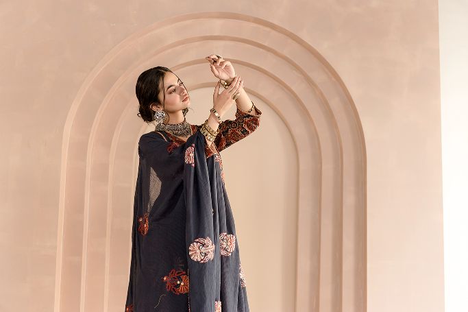 Shaila Indigo Anarkali Set