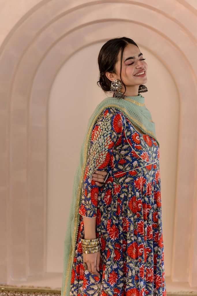 Shubha Blue Anarkali Set