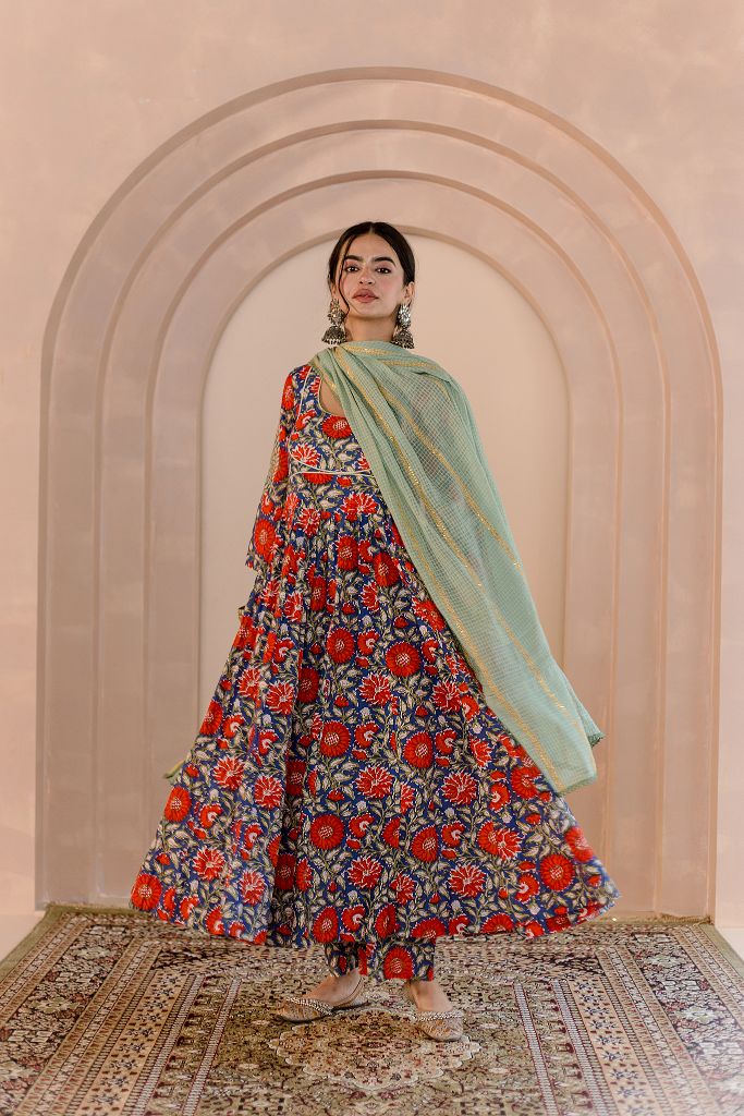 Shubha Blue Anarkali Set