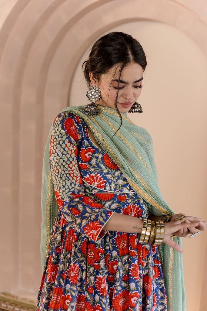 Shubha Blue Anarkali Set